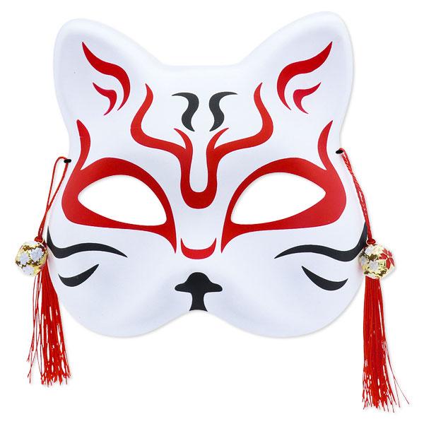 お面 ねこ半面鈴付【不良対応不可】 : こどもモールタイガーキャット