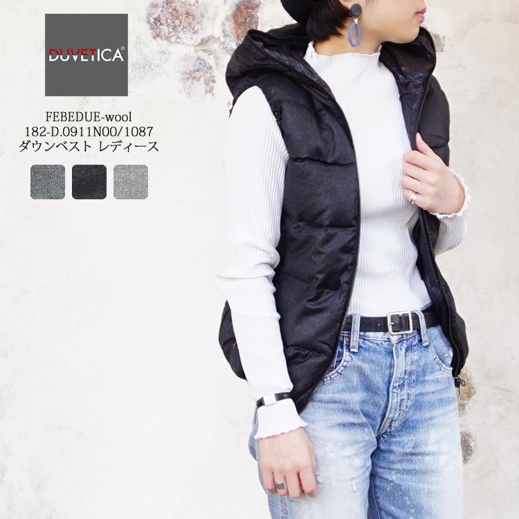 DUVETICA ダウンベストFebe-due Wool ブラックLサイズ DUVETICA ダウンベストFebe-due Wool ブラックLサイズ