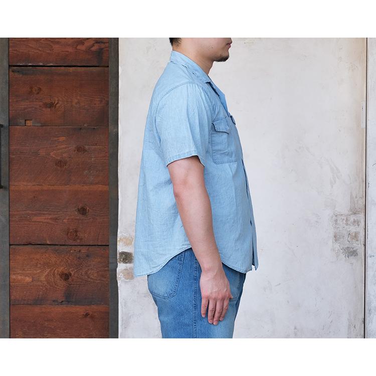 orSlow オアスロウ 01-8067-99 Short Sleeve Work Shirt ショートスリーブ ワークシャツ Chambray Bleach シャンブレー ブリーチ コットン 日本製 メンズ 〔FL〕｜tigers-brothers｜06