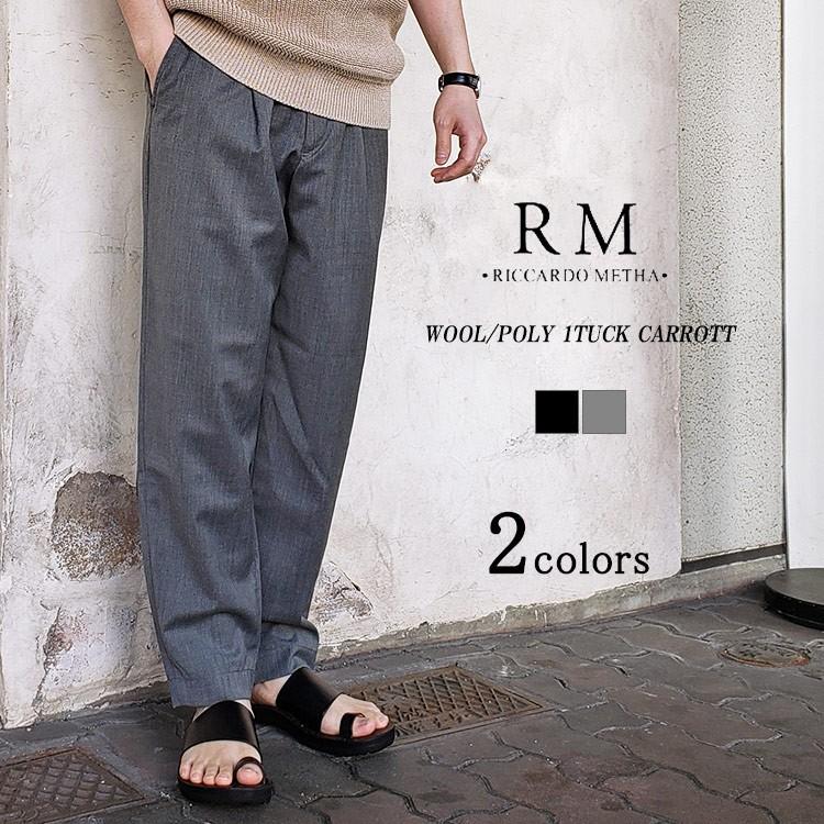 Riccardo Metha リカルドメッサ 1tuck Carrot Pants キャロットパンツ メンズ ブラック グレー Fl Antoniodomingo Es