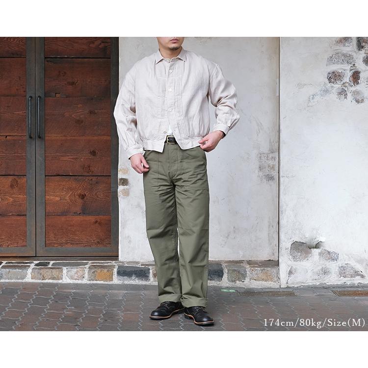 The 2 Monkeys ザトゥーモンキーズ French Work Blouse フレンチワークブラウス TM01444 リネン 麻 メンズ 〔FL〕｜tigers-brothers｜02