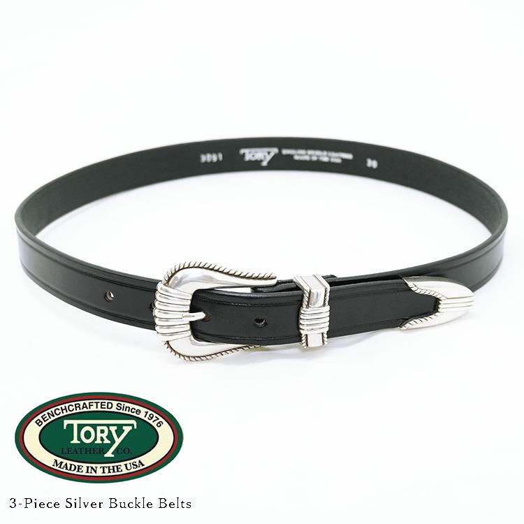 TORY LEATHER トリーレザー 3-Piece Silver Buckle Belts 3ピース