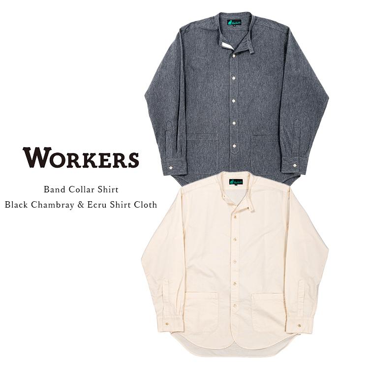 未使用　WORKERS バンドカラーシャツ　グレンチェック　15 WORKERS ワーカーズ Band Collar Shirt バンドカラーシャツ コットン