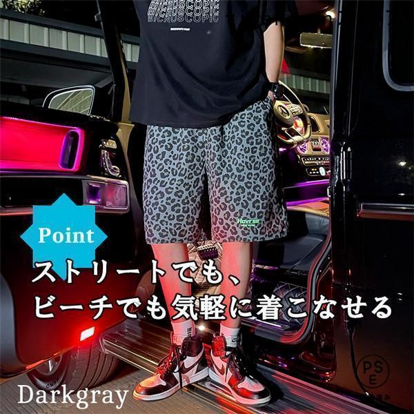 赤 ヒョウ柄裏地 ショートパンツ ハーフパンツ ショーツ ショートパンツ メンズ レオパード柄 総柄