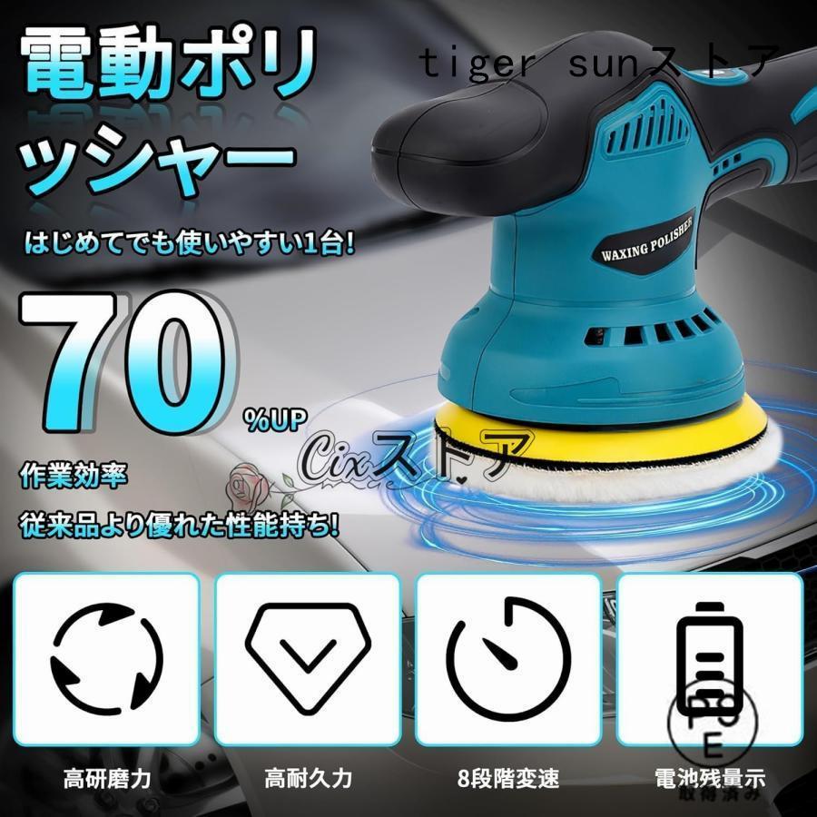 ポリッシャー バフ 125mm 電動 充電式 8段階変速 車 研磨 サンド