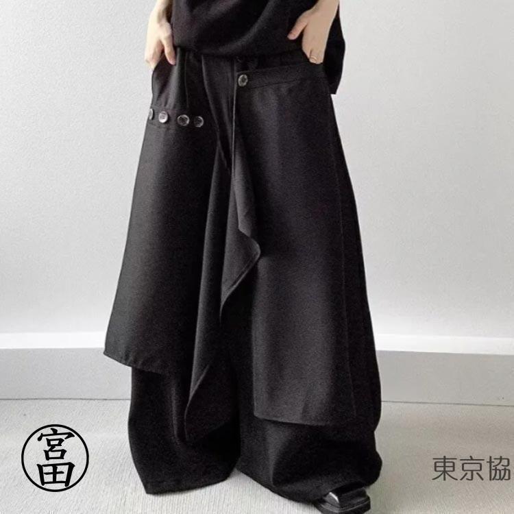 スカートパンツ メンズ アシンメトリー 袴パンツ ゆったり ワイド