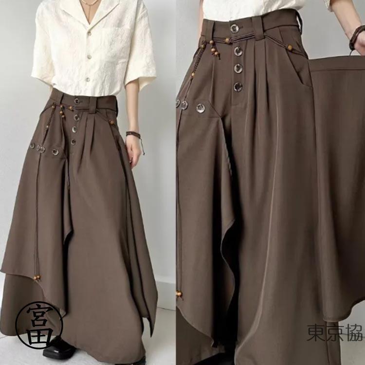 スカートパンツ メンズ アシンメトリー 袴パンツ ゆったり ワイド