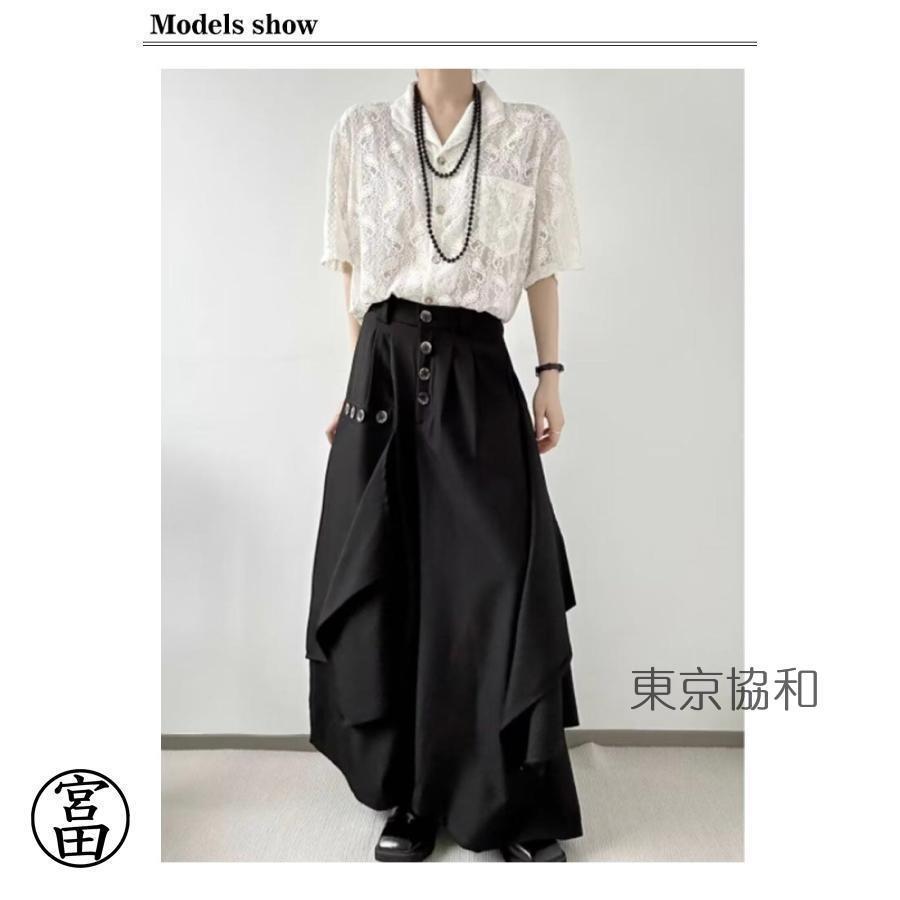 スカートパンツ メンズ アシンメトリー 袴パンツ ゆったり ワイド