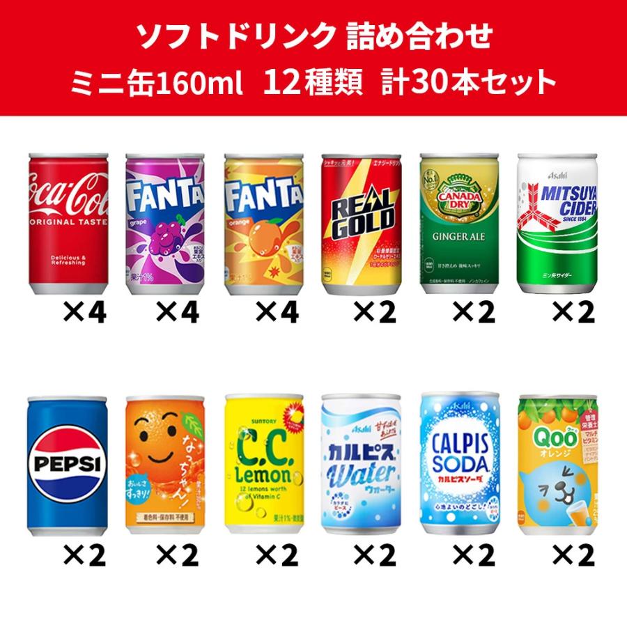 コカ・コーラ 炭酸飲料 缶ジュース ミニ缶 160ml 12種 計30本