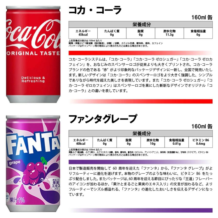 コカ・コーラ 炭酸飲料 缶ジュース ミニ缶 160ml 13種 A 計30本
