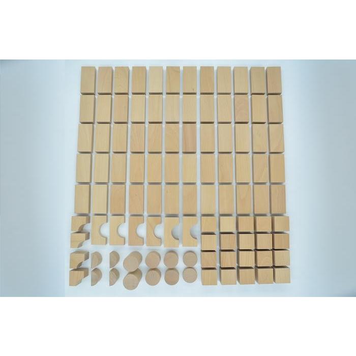 小さな大工さん 40-18 【アーチや円柱などいろいろな形の積み木が102個入ったセット】日本製 積み木 無塗装 無着色 名入れ 誕生日 プレゼント 知育玩具 40mm基尺の画像