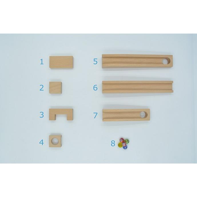 小さな大工さん 40mm基尺 コンパクト6 ビー玉5個つき 対象年齢3歳以上 【角アーチを使って上から下にビー玉を転がして遊ぼう】40ｍｍ基尺の画像