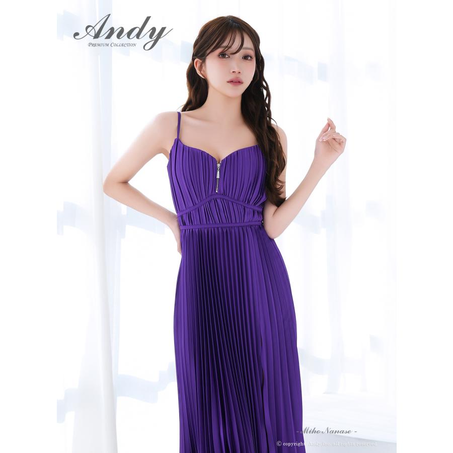 【取り寄せ商品】andy アンディ 高級 キャミソール 谷間見せ ウエストマーク プリーツ フレアロングドレスの画像