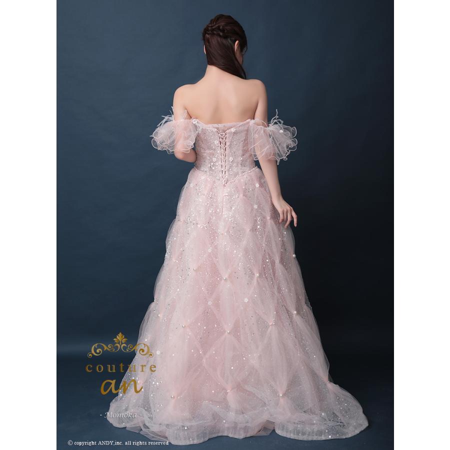 【取り寄せ商品】couturean クチュールアン 高級 オフショルダー ビジュー チュール フリル バースデー Aライン ロング キャバドレスの画像