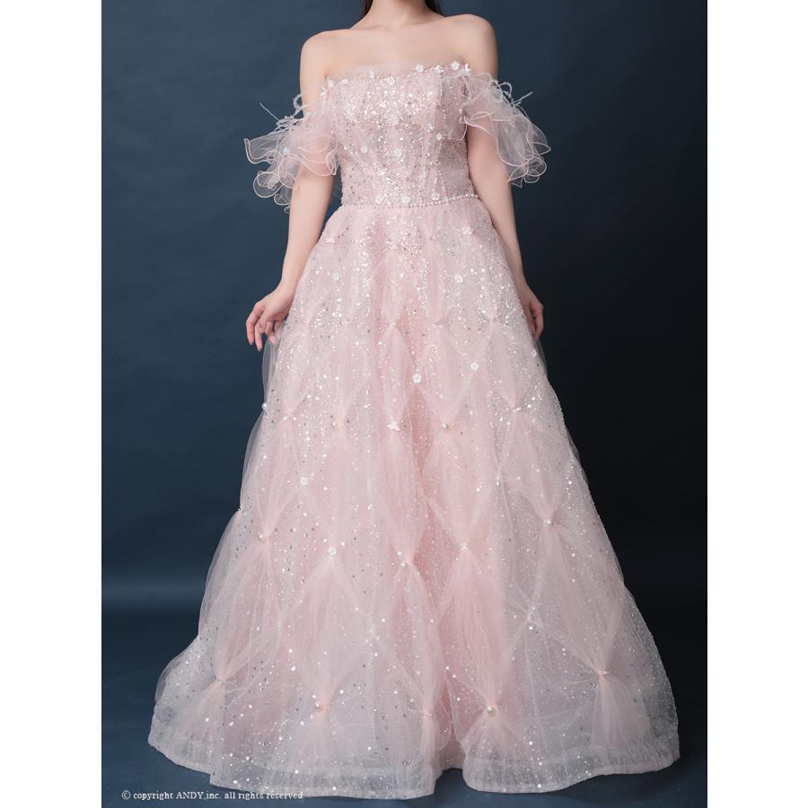 【取り寄せ商品】couturean クチュールアン 高級 オフショルダー ビジュー チュール フリル バースデー Aライン ロング キャバドレスの画像