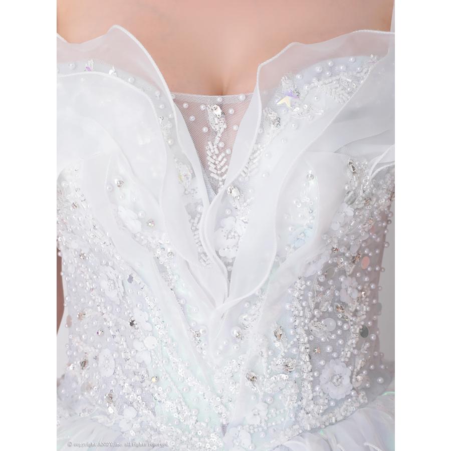 【取り寄せ商品】couturean クチュールアン 高級 肩あき ビジュー パール ラメチュール オーガンジー バースデー Aラインロングドレスの画像