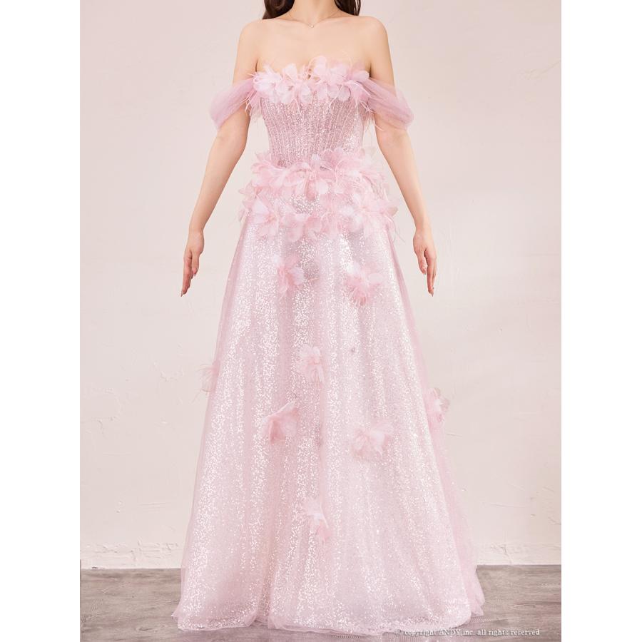 【取り寄せ商品】couturean クチュールアン 高級 2way ベアトップ フラワー ラメ バースデー Aライン ロング キャバドレスの画像