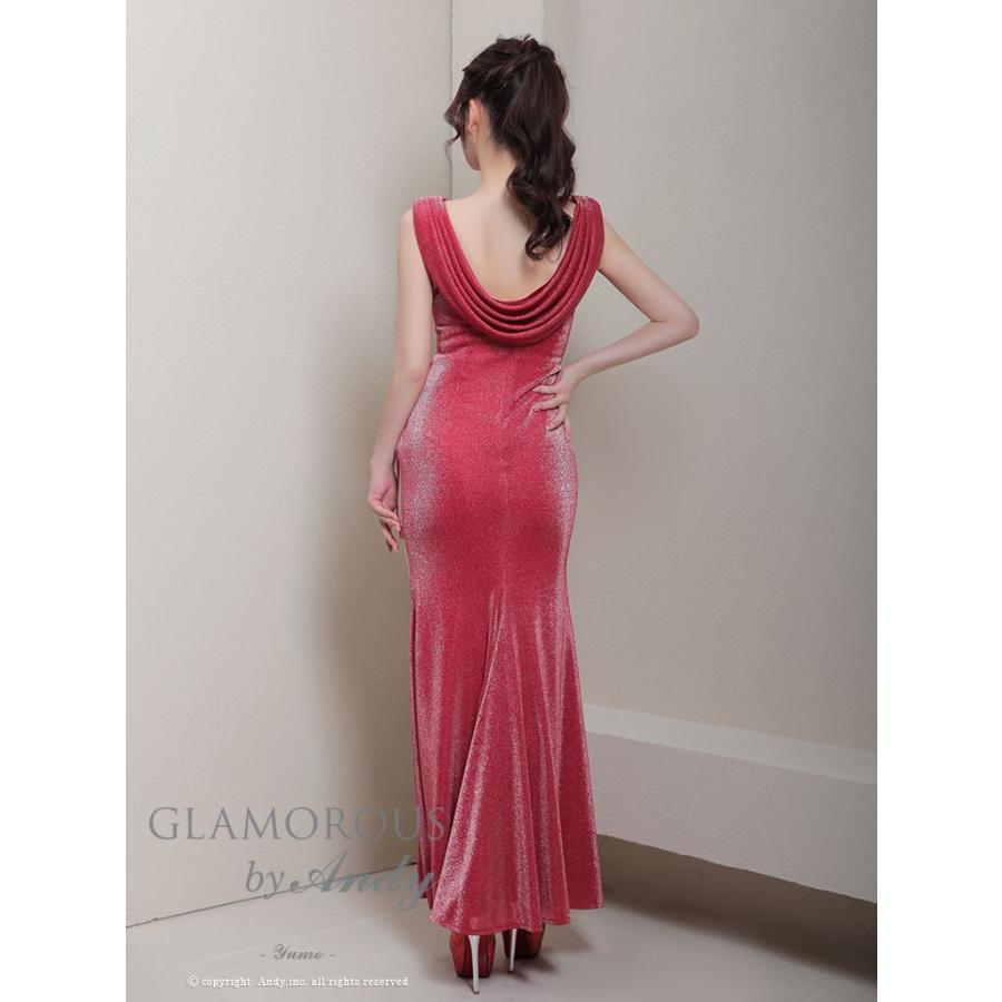 【取り寄せ商品】AndyGLAMOROUS アンディグラマラス キャバドレス 高級 ドレープ ワンカラー ラメ スリット Aライン ロングドレスの画像
