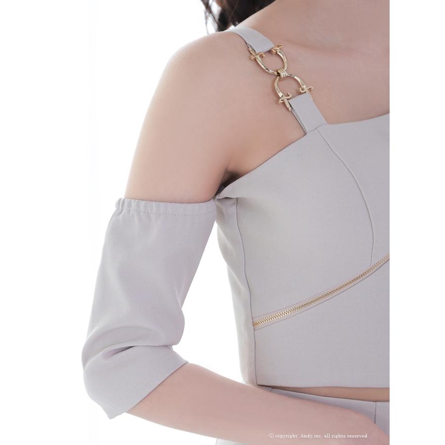 【取り寄せ商品】andy アンディ 高級 ワンショルダー ロングテール ジップデザイン ワンカラー マーメイド セットアップ タイトミディ キャバドレス |  | 11