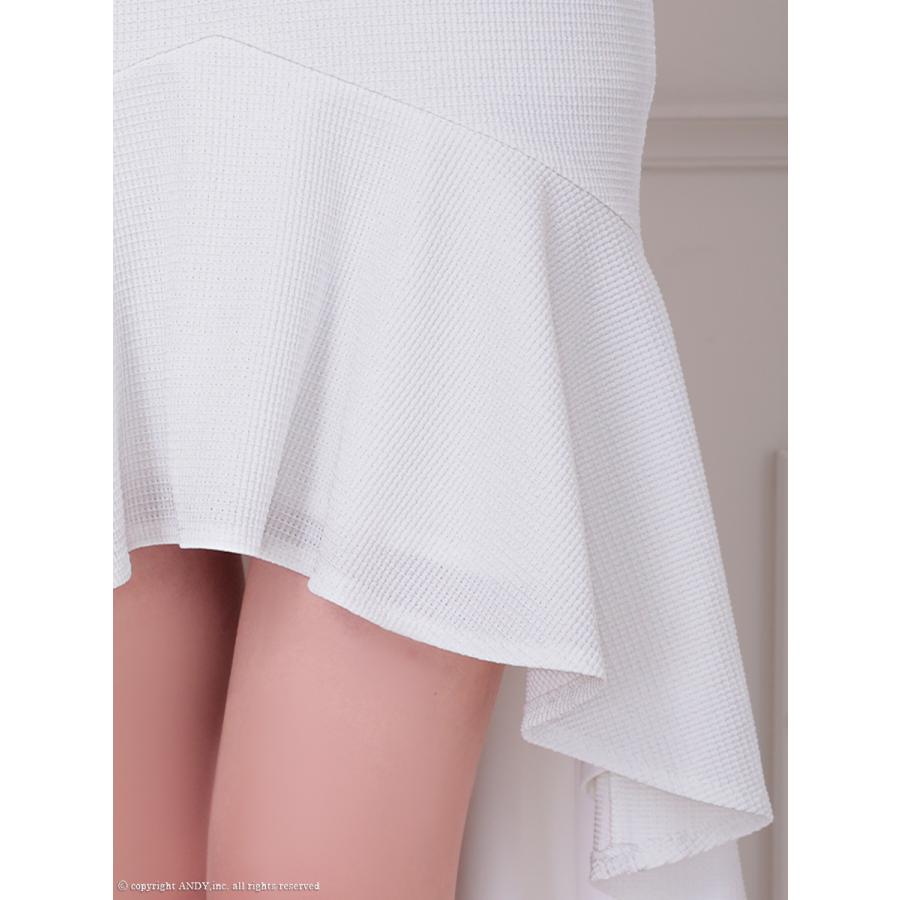 【取り寄せ商品】ANDY an  ノースリーブ ジップ リボン ワンカラー ビジュー フリル マーメイドライン 膝丈 ミディ ロングテールドレス |  | 10