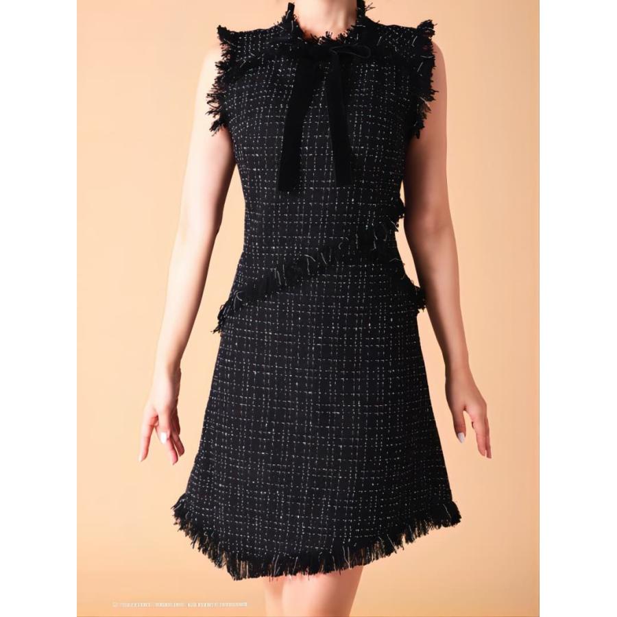 取り寄せ商品】Andy アンディ ツイード フリンジ リボン ノースリーブ