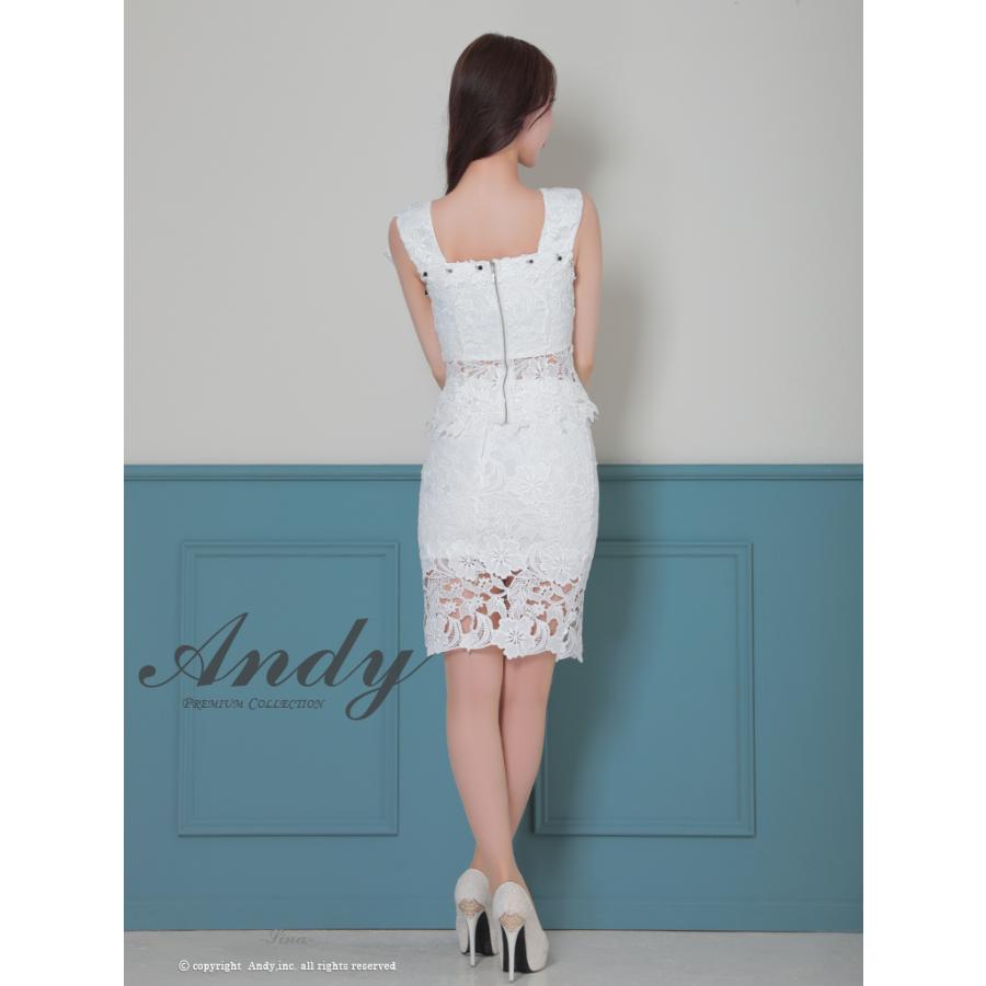 【取り寄せ商品】andy アンディ 高級 ワンカラー 花柄 レース セットアップ リボン ビジュー ノースリーブ 膝丈ドレスの画像
