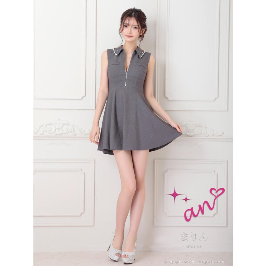 an⭐︎ ホワイトミニドレス ツーピース an】チョーカー風ネックxセットアップミニキャバドレス♪*S/M