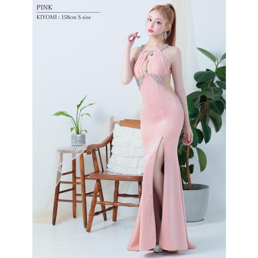【取り寄せ商品】Angel-R 高級 ビジュー ホルターネック バストカット くびれ スリット タイト ロングドレスの画像