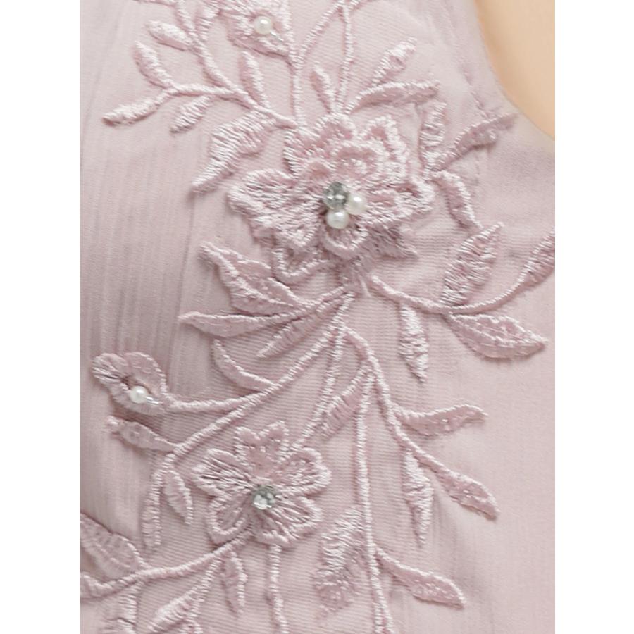 【取り寄せ商品】Angel-R 高級 ブランド Aラインロングドレス ビジューホルターネック フラワー刺繍 プリーツ