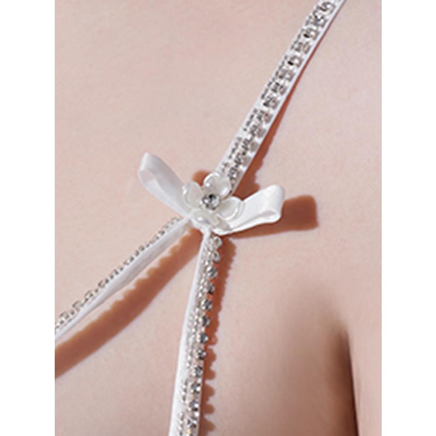 【取り寄せ商品】Angel-R エンジェルアール 高級 フロントビジュー ショルダーリボン フラワーレース メッシュ タイトミニドレスの画像