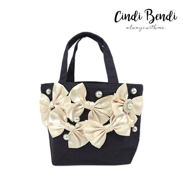 取り寄せ商品】 CINDIBENDI パール リボン ハンドバッグ エコバッグ 
