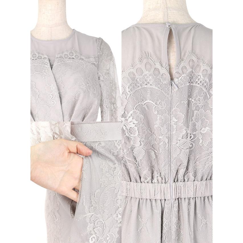 人気の新製品 パーティードレス 結婚式 ワンピース 袖あり 半袖 ミディアムドレス 総レース ミモレ丈 レース おすすめ品 Www Superavila Com