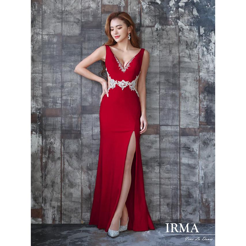取り寄せ商品】 キャバドレス ロング ロングドレス 赤 IRMA ビジュー 