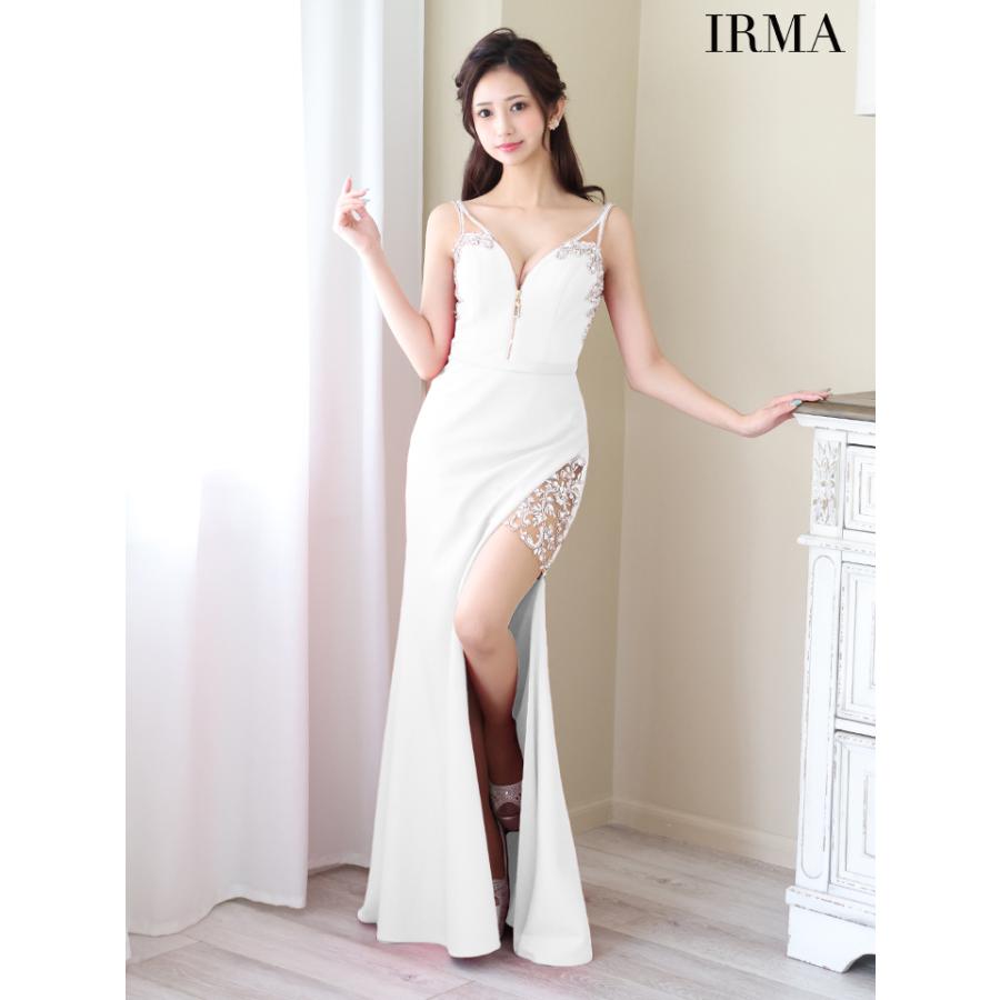 【取り寄せ商品】IRMA イルマ キャバドレス 高級 ワンカラー ジップ ノースリーブ スリット タイト ロングドレスの画像