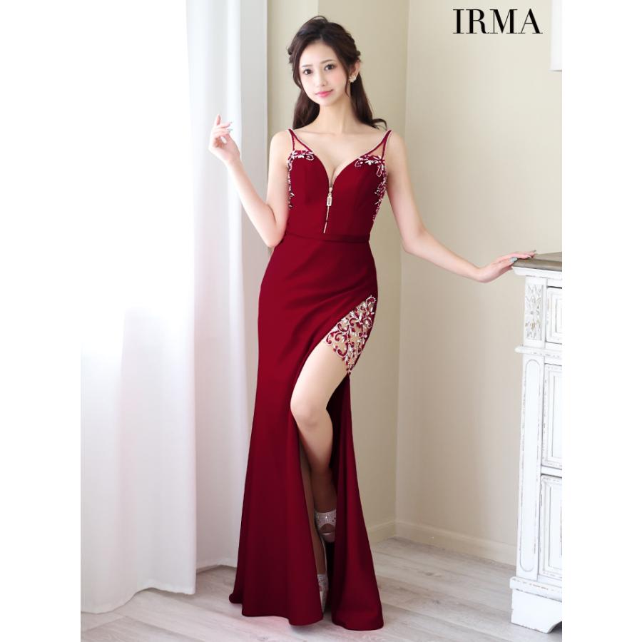 【取り寄せ商品】IRMA イルマ キャバドレス 高級 ワンカラー ジップ ノースリーブ スリット タイト ロングドレスの画像