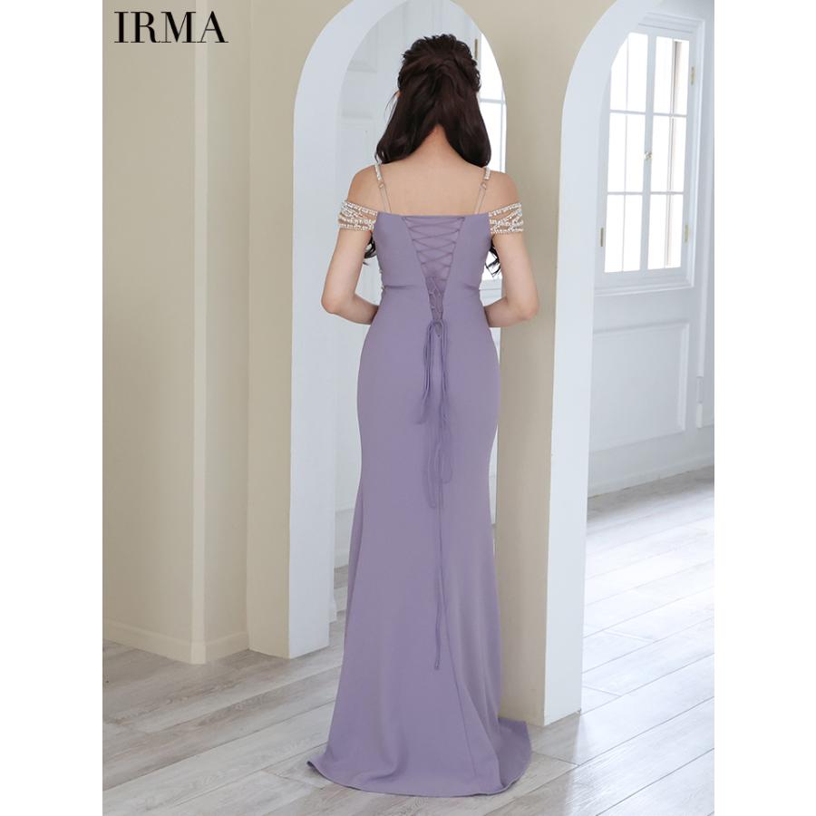 【取り寄せ商品】IRMA イルマ キャバドレス 高級 肩あき フラワー ビジュー スリット くびれ タイト ロングドレスの画像