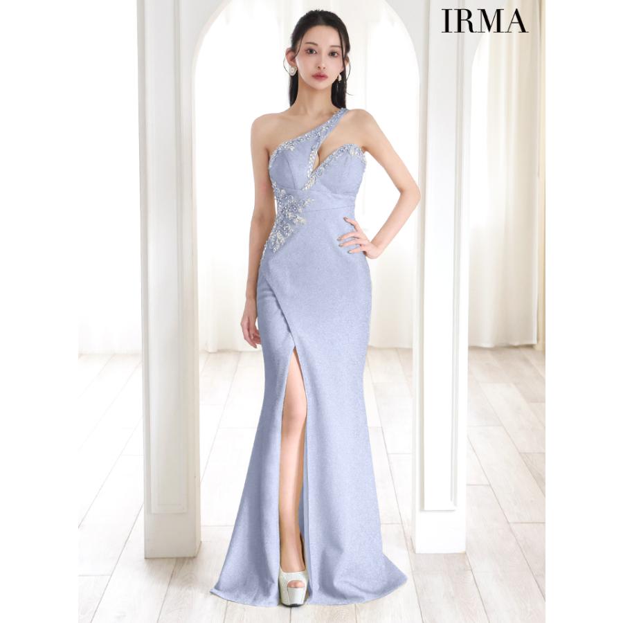 【即日発送】IRMA イルマ キャバドレス ミニ 高級 ワンショルダー ビジューラメ バストカット スリット Aライン ロングドレスの画像