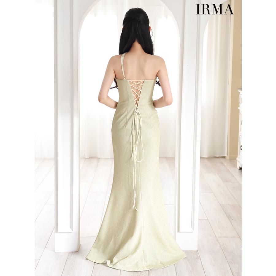 【即日発送】IRMA イルマ キャバドレス ミニ 高級 ワンショルダー ビジューラメ バストカット スリット Aライン ロングドレスの画像