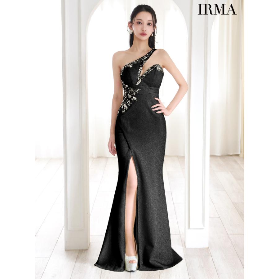 【即日発送】IRMA イルマ キャバドレス ミニ 高級 ワンショルダー ビジューラメ バストカット スリット Aライン ロングドレスの画像