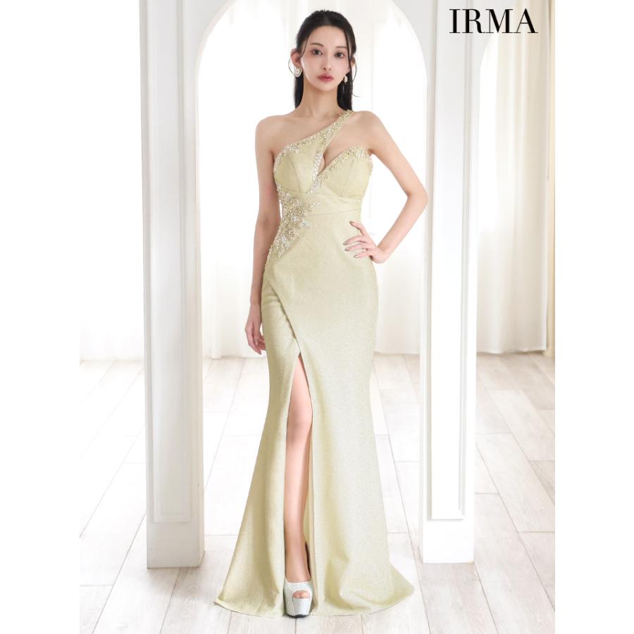 【即日発送】IRMA イルマ キャバドレス ミニ 高級 ワンショルダー ビジューラメ バストカット スリット Aライン ロングドレスの画像