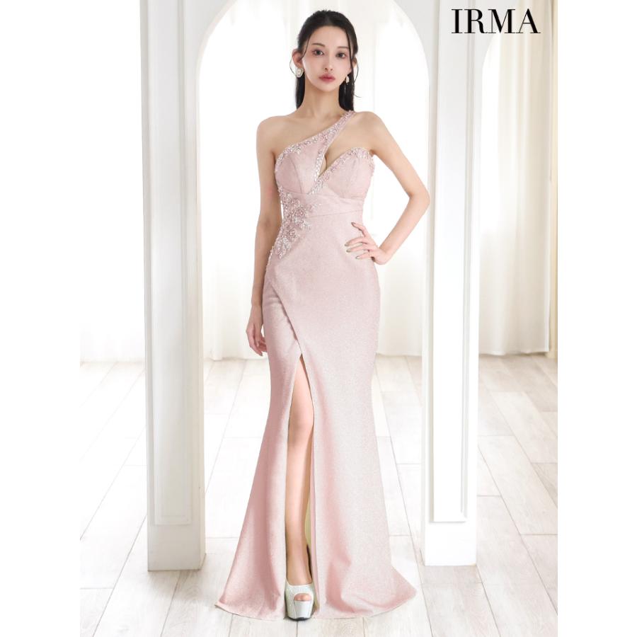 【即日発送】IRMA イルマ キャバドレス ミニ 高級 ワンショルダー ビジューラメ バストカット スリット Aライン ロングドレスの画像