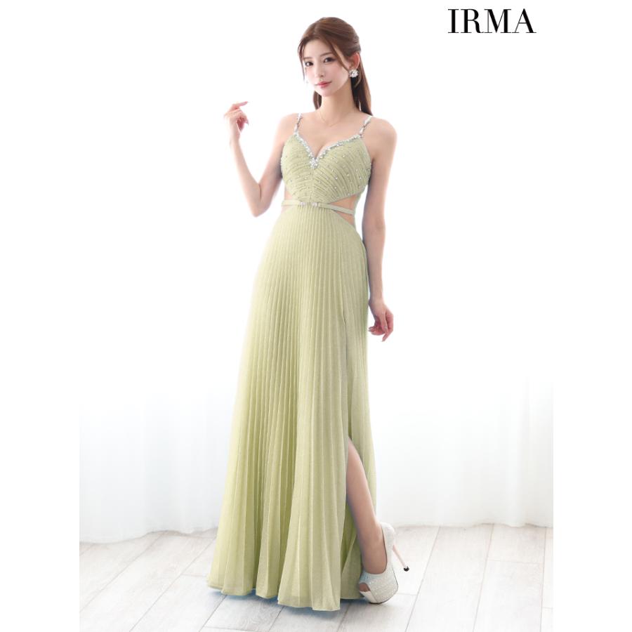 【即日発送】IRMA イルマ キャバドレス ミニ 高級 キャミソール ビジュー ラメ くびれ バストカット ウエストベルト スリット Aライン ロングドレスの画像
