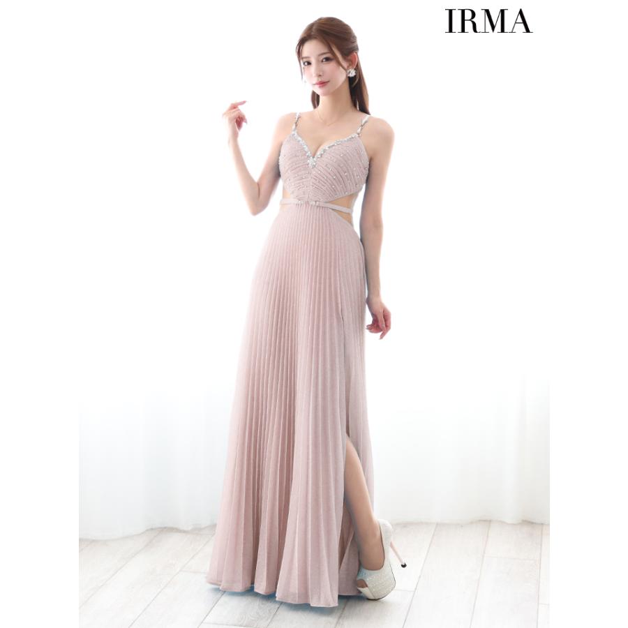 【即日発送】IRMA イルマ キャバドレス ミニ 高級 キャミソール ビジュー ラメ くびれ バストカット ウエストベルト スリット Aライン ロングドレスの画像