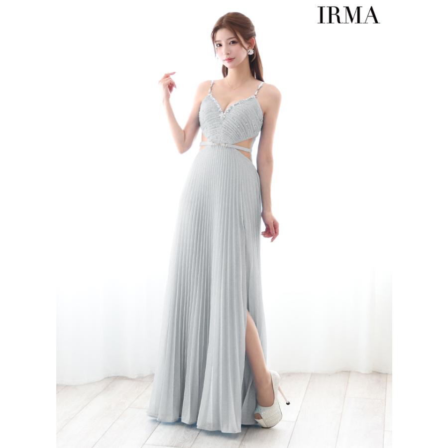 【即日発送】IRMA イルマ キャバドレス ミニ 高級 キャミソール ビジュー ラメ くびれ バストカット ウエストベルト スリット Aライン ロングドレスの画像