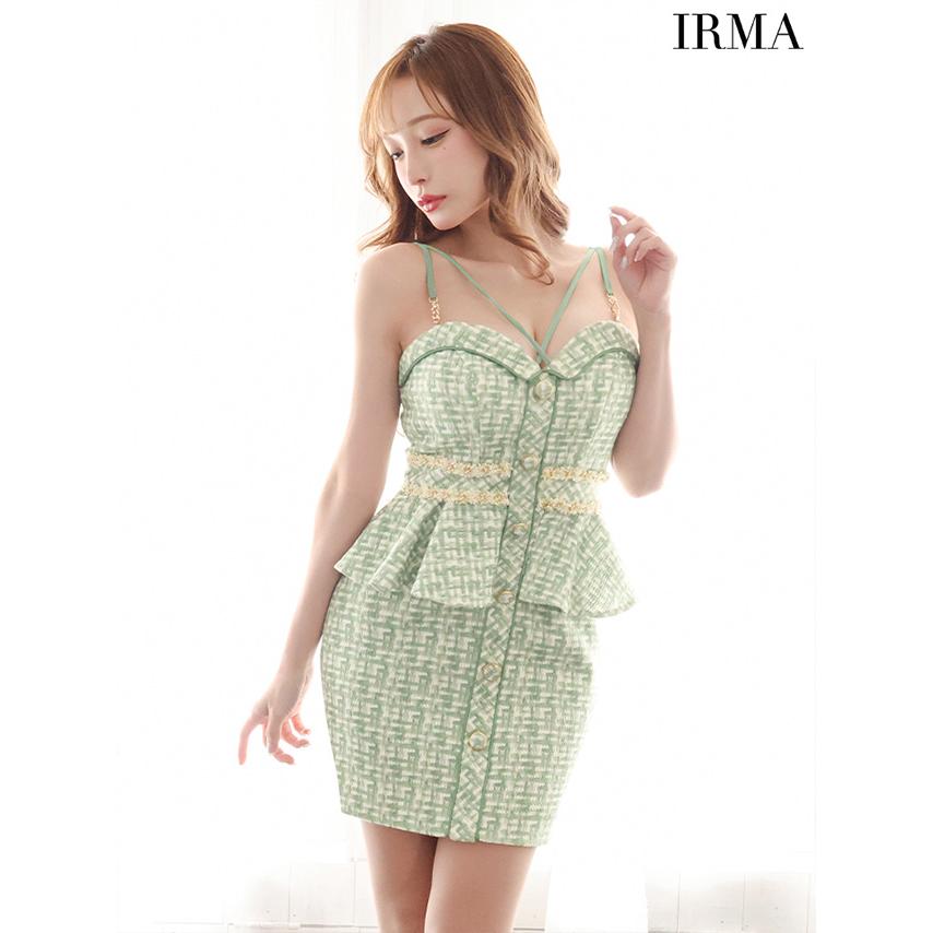 【取り寄せ商品】IRMA イルマ キャバドレス ミニ ツイード ペプラム セクシー キャミ タイト ミニドレス 送料無料の画像