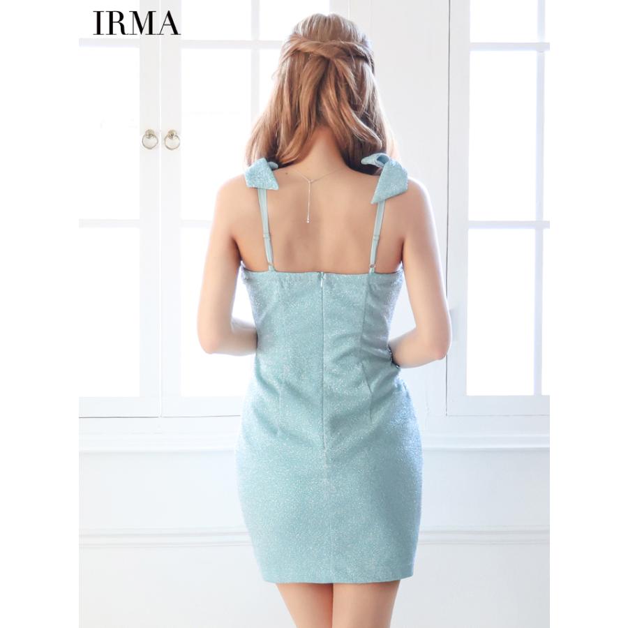 【即日発送】IRMA イルマ キャバドレス ミニ キャミソール ショルダーリボン ビジュー タックデザイン タイトミニドレスの画像