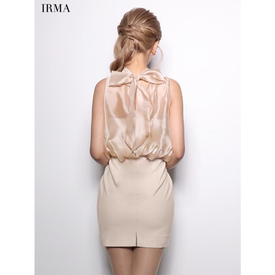 【取り寄せ商品】IRMA イルマ キャバドレス ブランド タイトミニドレス ノースリーブ オーガンジー ビジュー フェイクポケット_10