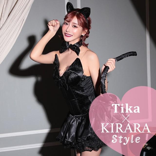 コスプレ衣装 コスプレセット Tika ティカ 明日花キララ バックスピンドル 黒猫 コスチュームセット トップス スカート カチューシャ リボンチョーカー しっぽ La Hw751 ドレスショップ Tika 通販 Yahoo ショッピング