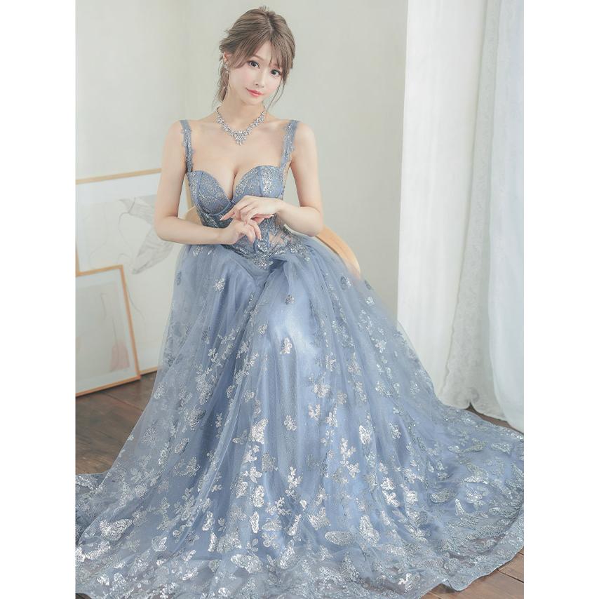 Tika キャバ バースデー ドレス チュール ラメ aライン フレア Tika キャバ バースデー ドレス チュール ラメ aライン フレア