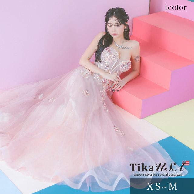 Tika キャバドレス コルセットベアカラース パンコール フラワー Tika キャバドレス コルセットベアカラース パンコール フラワー